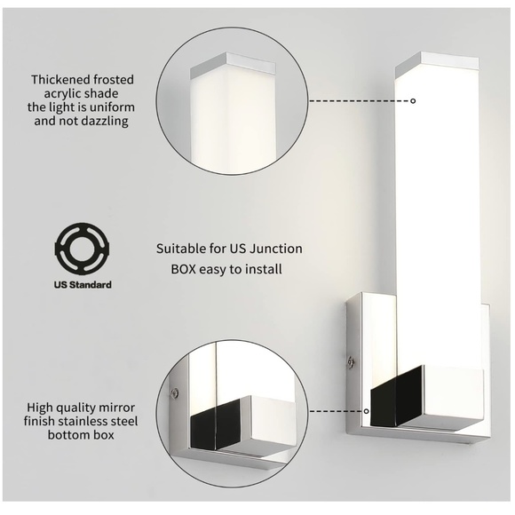 Chrome wall mounted light, accent wall light, silver light, modern look - Picture 2 of 8